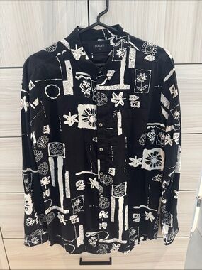 ROLLA'S Black & White Floral Block Print Shirt
